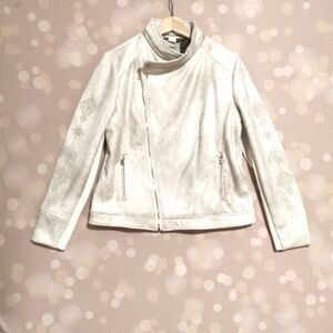 Desigual size 46 off-white vegan edgy spring leather Biker jacket